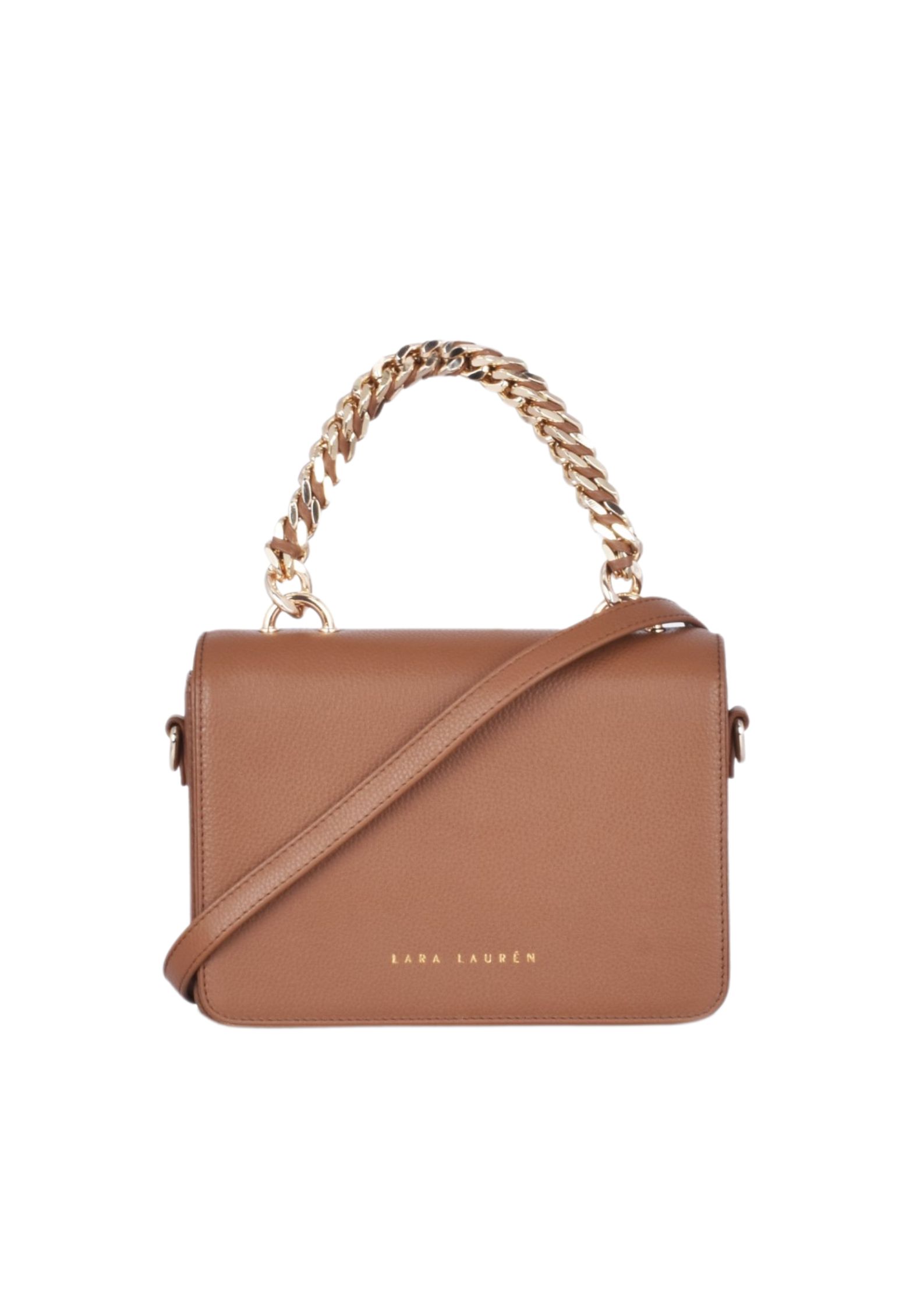Split Flap Crossbody Kette, cognac